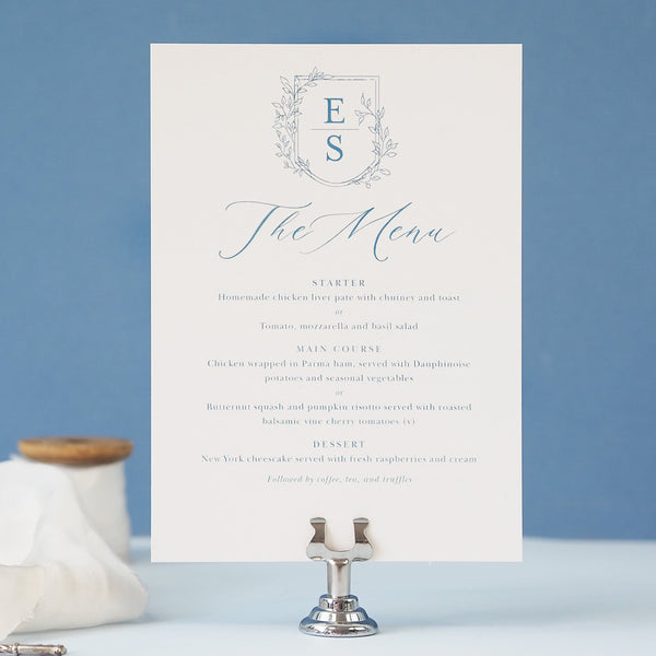 Vintage Crest Menu Cards