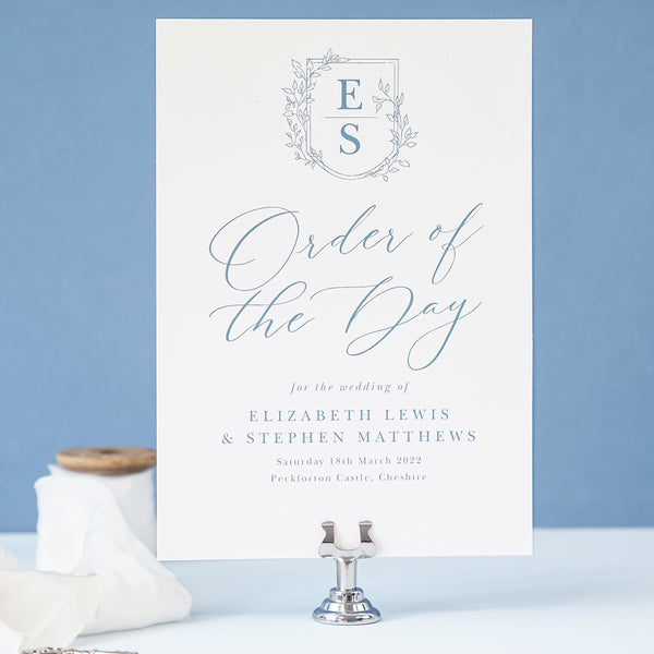 Vintage Crest Wedding Order Of The Day Program Cards