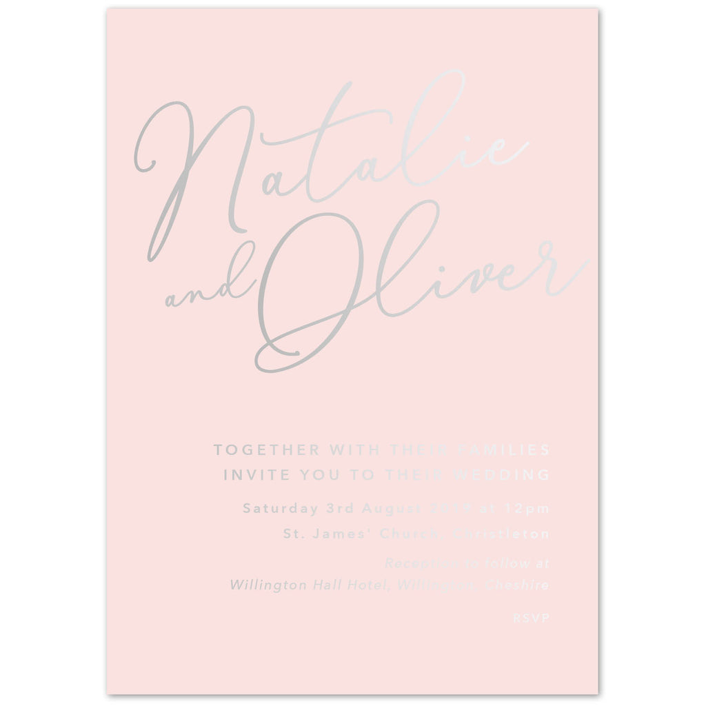 Natalie blush foil printed wedding invitations - Project Pretty