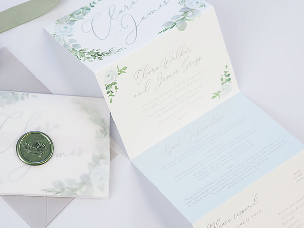 Eucalyptus concertina wedding invitation - Project Pretty