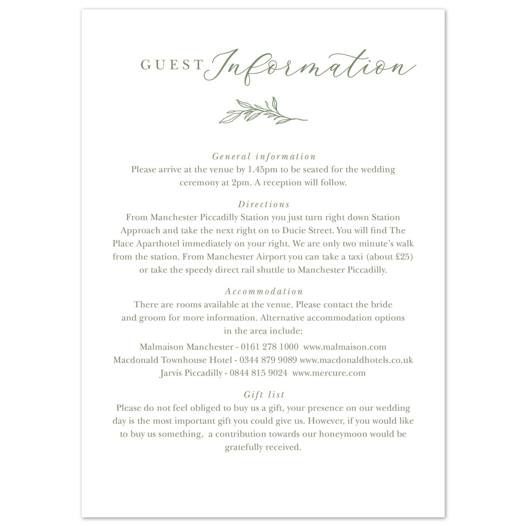 Florence Delicate Foliage information card - Project Pretty