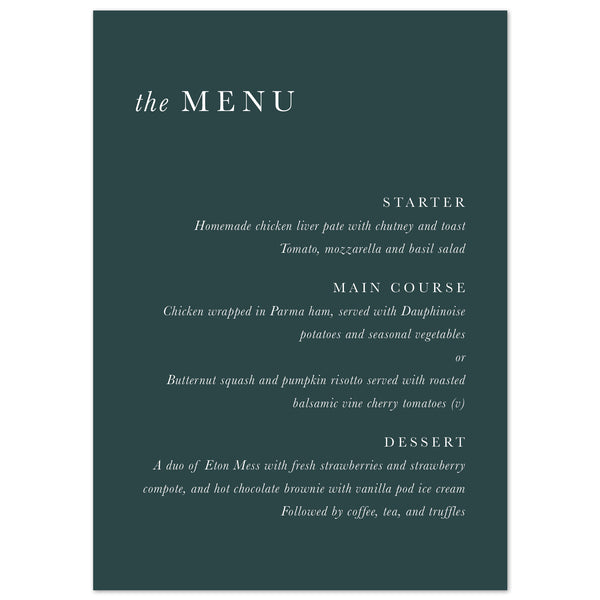 Modern Type Menu Cards