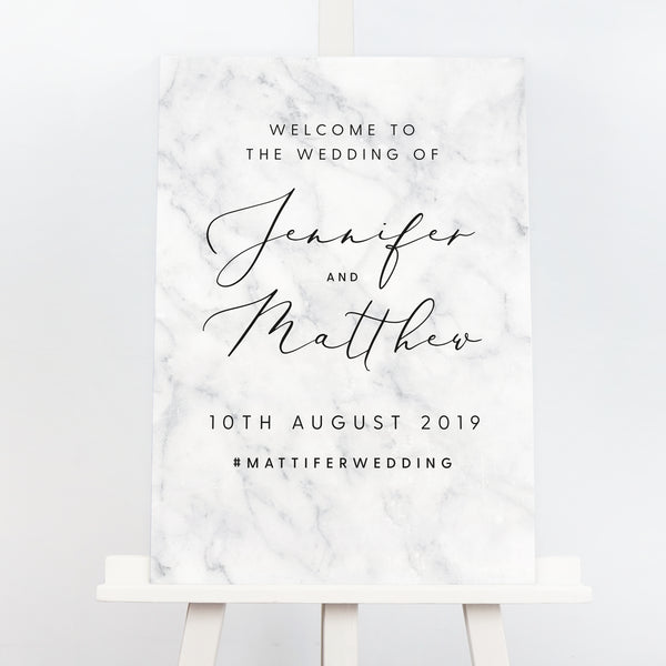 Monochrome marble order of the day sign - Project Pretty