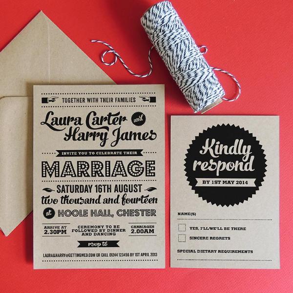 Retro Vintage Kraft Wedding Invitation - Project Pretty