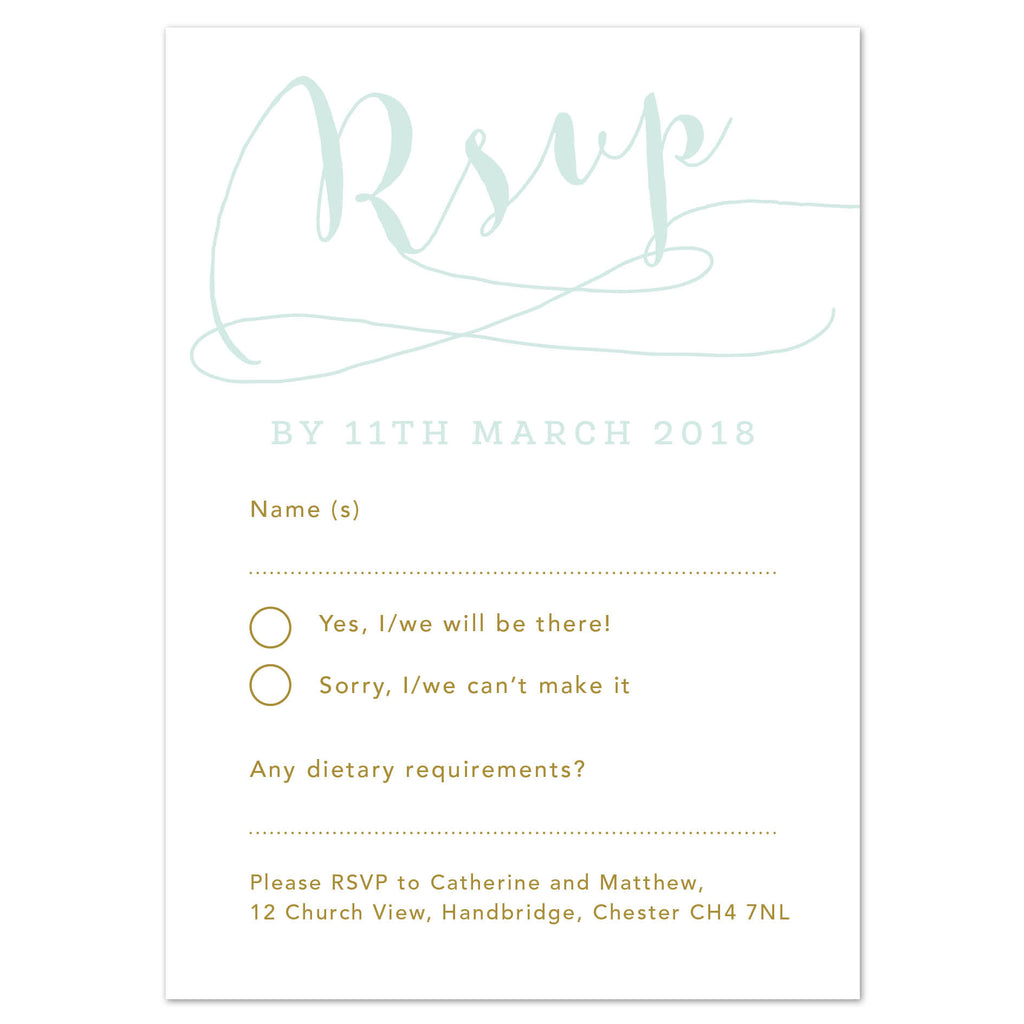 Mint Romance RSVP card - Project Pretty