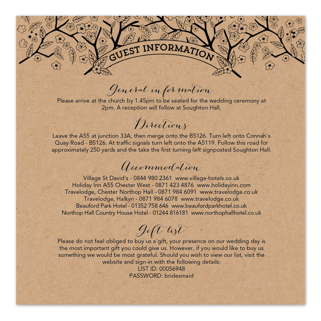 Enchanted Forest Kraft information card - Project Pretty