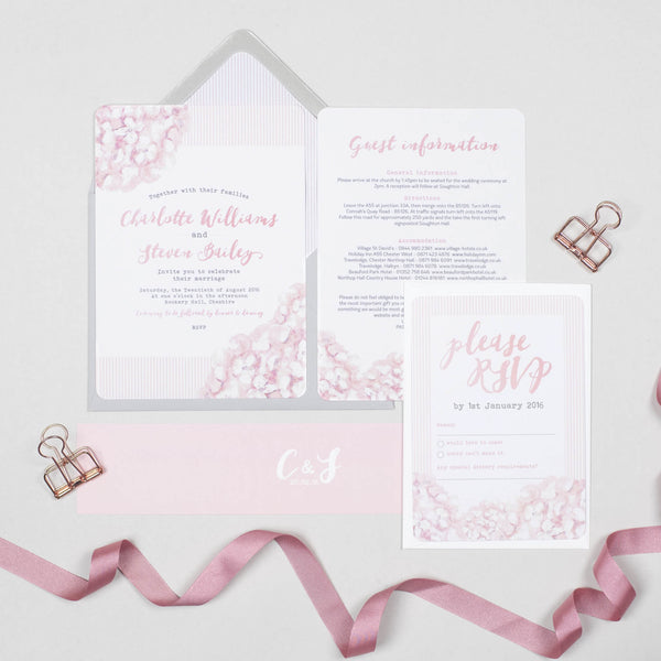 Hydrangea Pink Wedding Invitation - Project Pretty