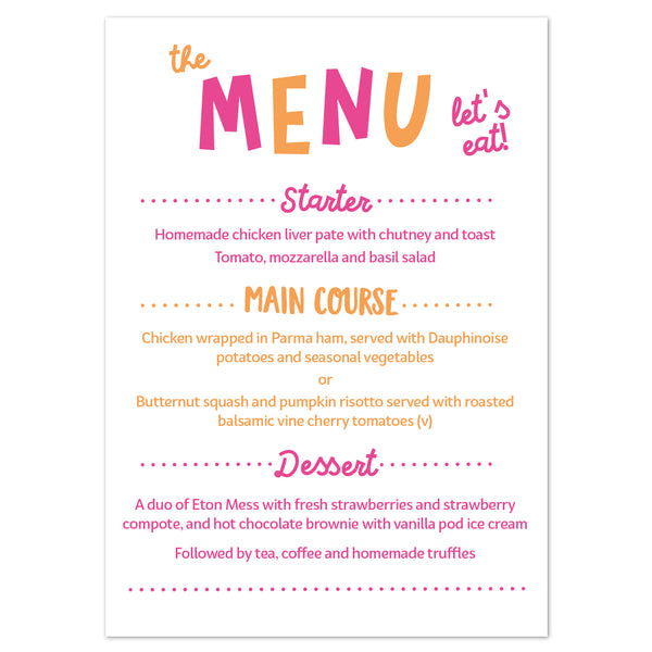 Charlie Menu Cards - Project Pretty