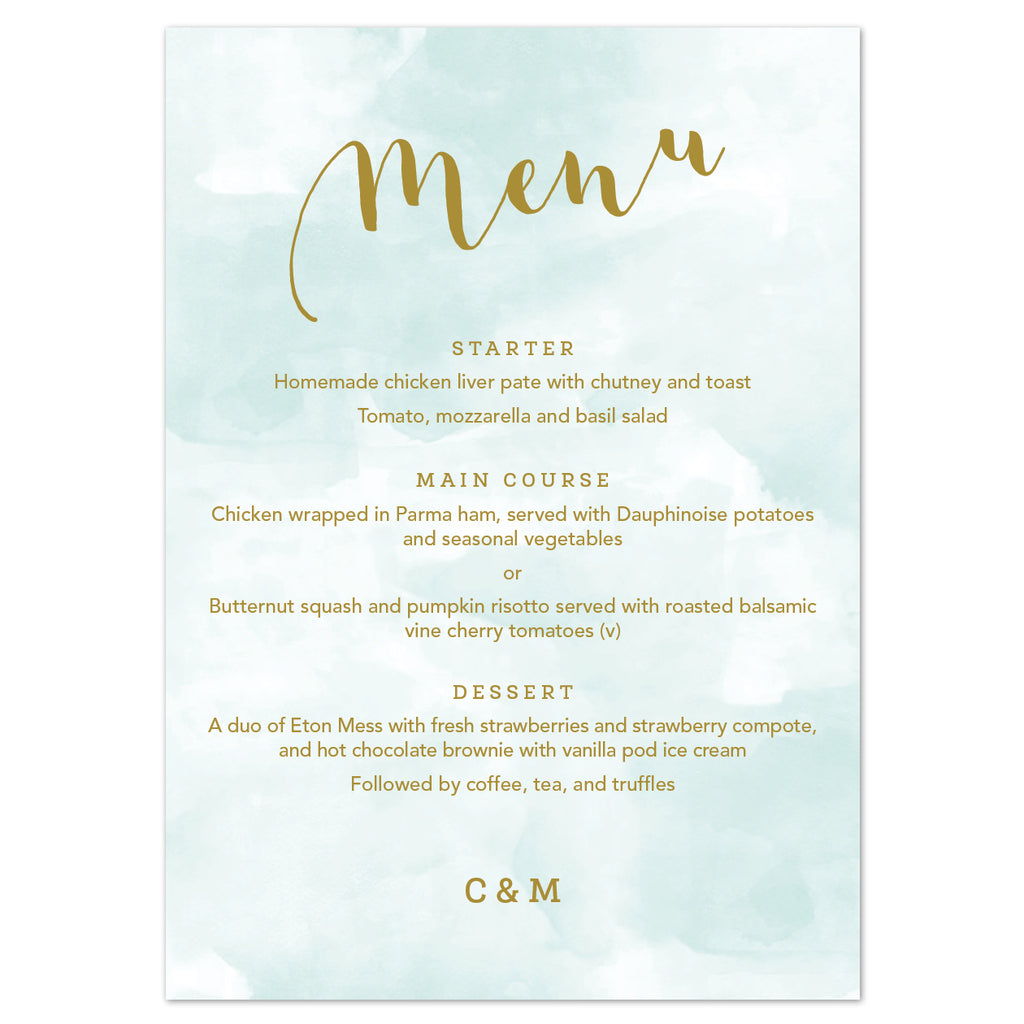 Mint Romance Menu Cards - Project Pretty