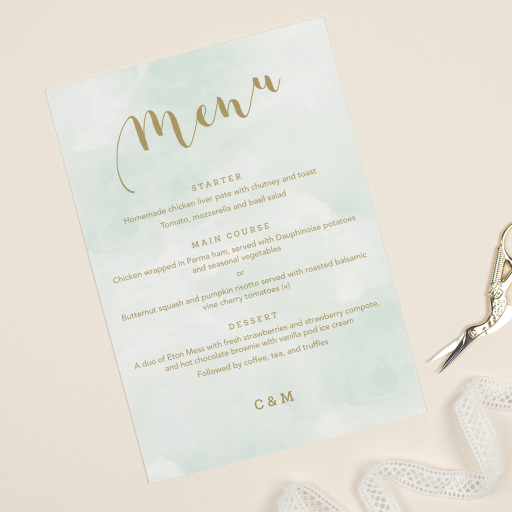 Mint Romance Menu Cards - Project Pretty