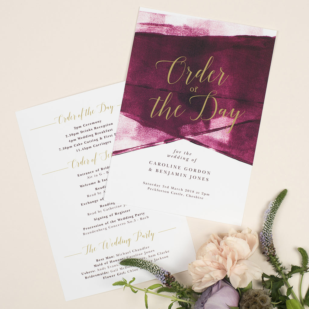 Grace Wedding Order Of The Day Program Cards - Project Pretty