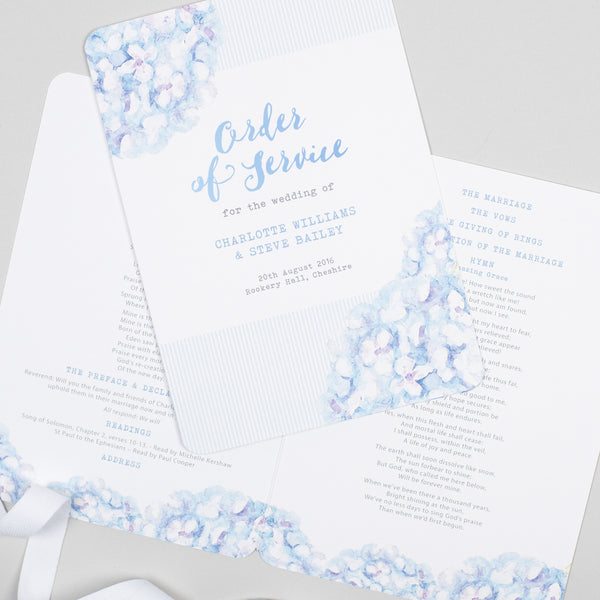 Hydrangea Blue Order of Service booklets - Project Pretty