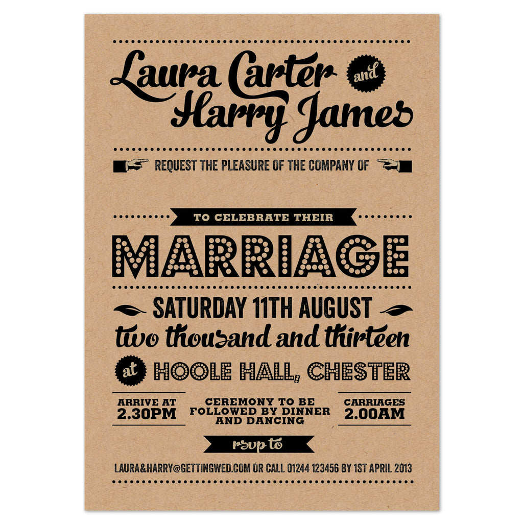 Retro Vintage Kraft Wedding Invitation - Project Pretty